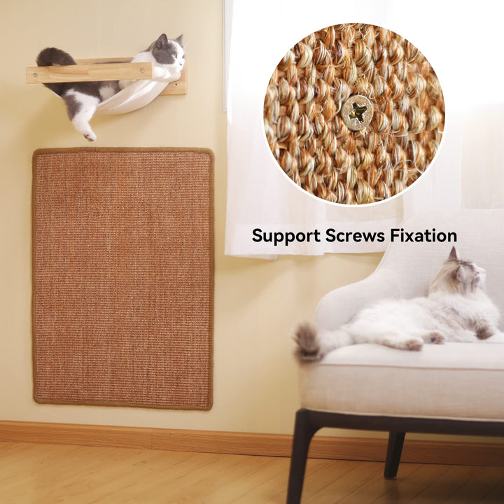 Cat Scratcher Mat, 23.6 X 15.7 Inch Natural Sisal Cat Scratch Mats, Horizontal Cat Floor Scratching Pad Rug with Sticky Velcro Tapes, Protect Couch and Carpets