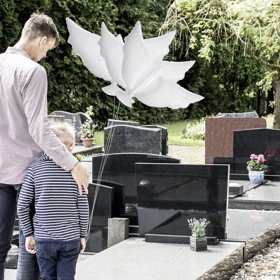 12-Pack Biodegradable Dove Balloons for Release in Sky - Huge White Memorial Balloons for Wedding Funeral Birthday Engagement Party Anniversary Christenings Celebration Helium Eco-Friendly Pigeon Bir