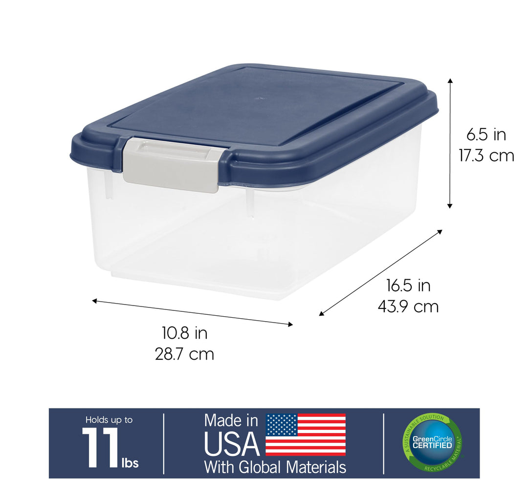 USA Airtight Dog Food Storage Container, Up to 11 lbs, Dog Cat Bird and Other Pet Food Treats Storage Bin, Dog Cat Wet Food Cans, Keep Fresh, BPA Free, Stackable, Navy