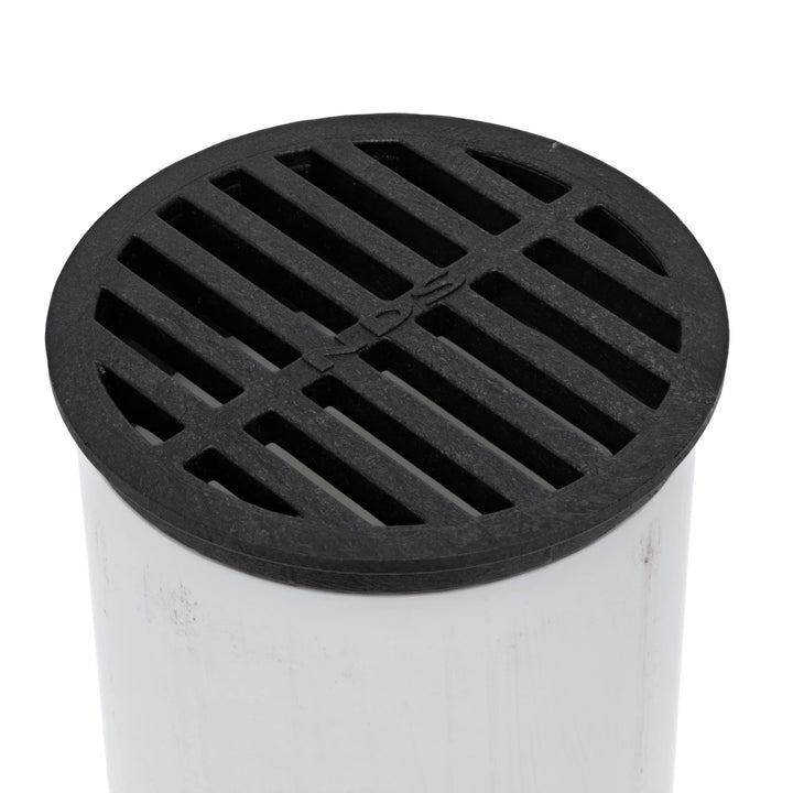 11, 4 in. Round Grate Cover Connects to 4 Inch Drain Pipes & Fittings, for Small Lawns, Landscaping and Patios, Black Plastic
