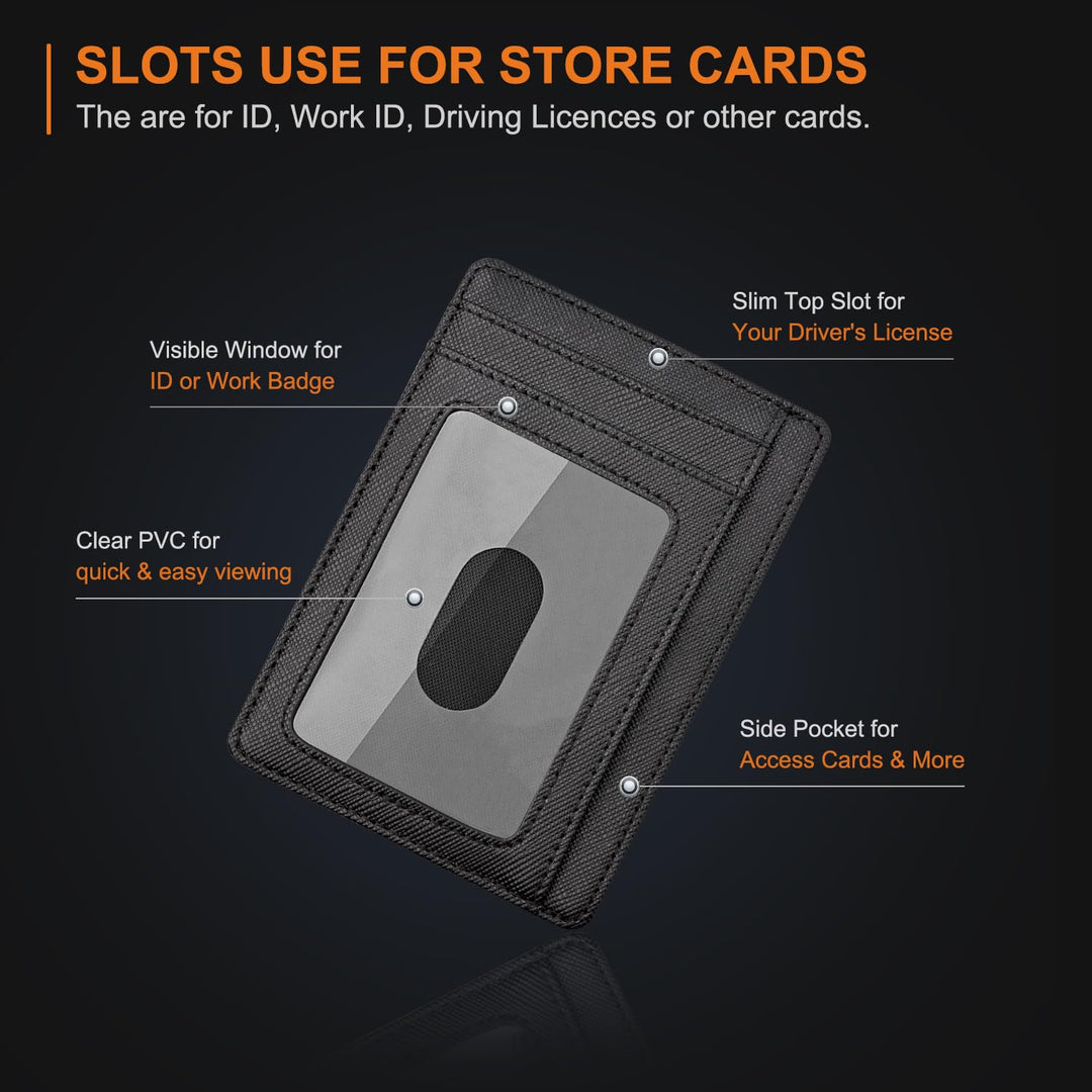 Slim Minimalist Front Pocket RFID Blocking Leather Wallets for Men and Women - Cross Black