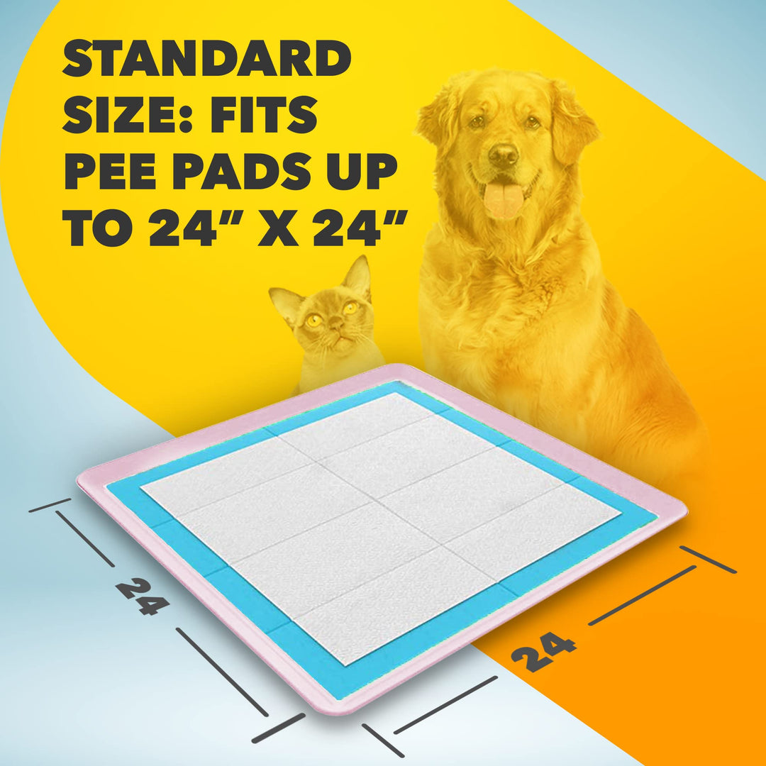 TidyFriend Pee Pad Holder Tray 24 x 24 Inches, Silicone Dog Potty Tray, Easy to Clean No Spill Dog Potty Training Pad Holder (Rose)