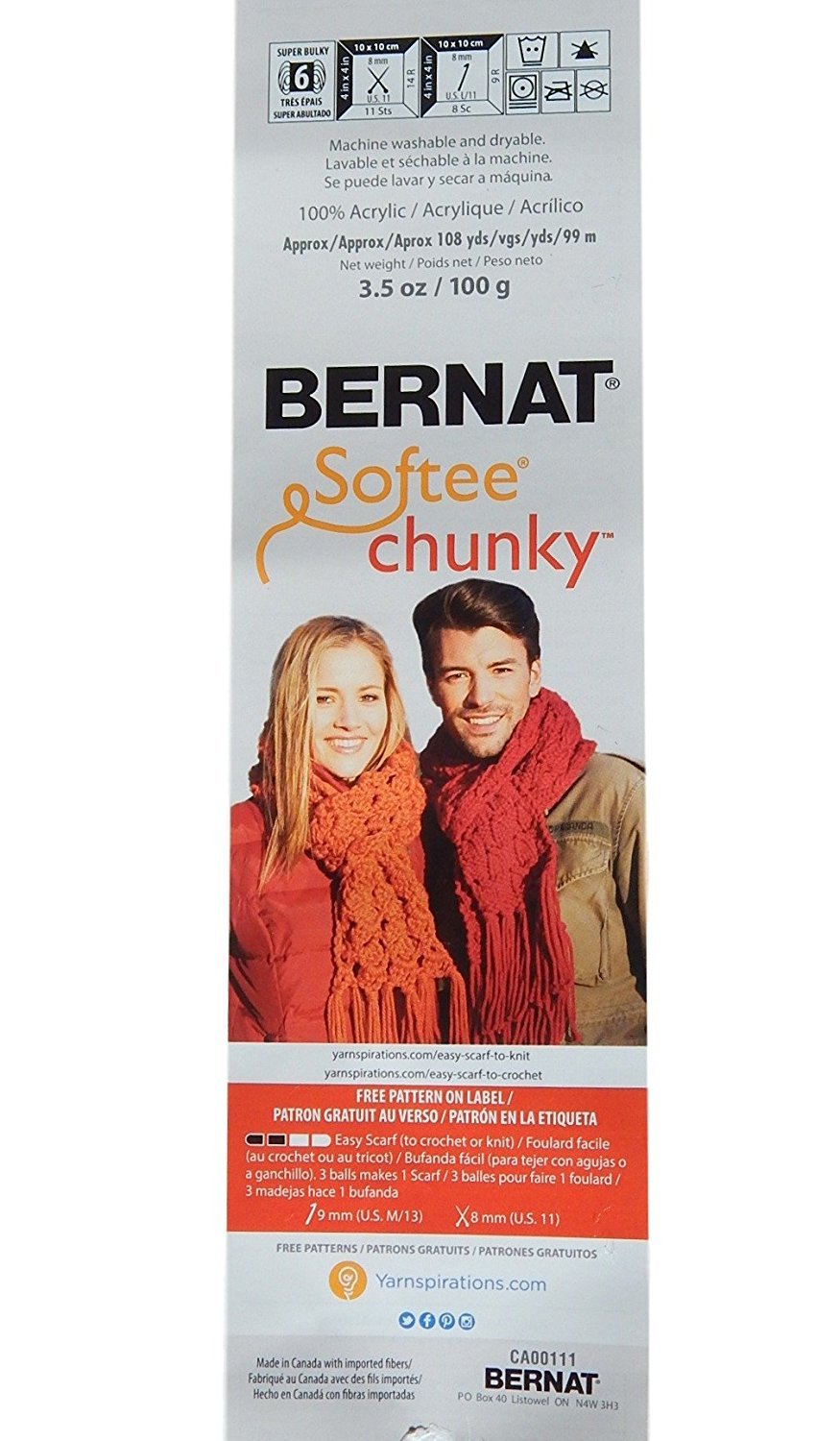 Softee Chunky Yarn Bundle Super Bulky Number 6, 3 Skeins (Gray Ragg)