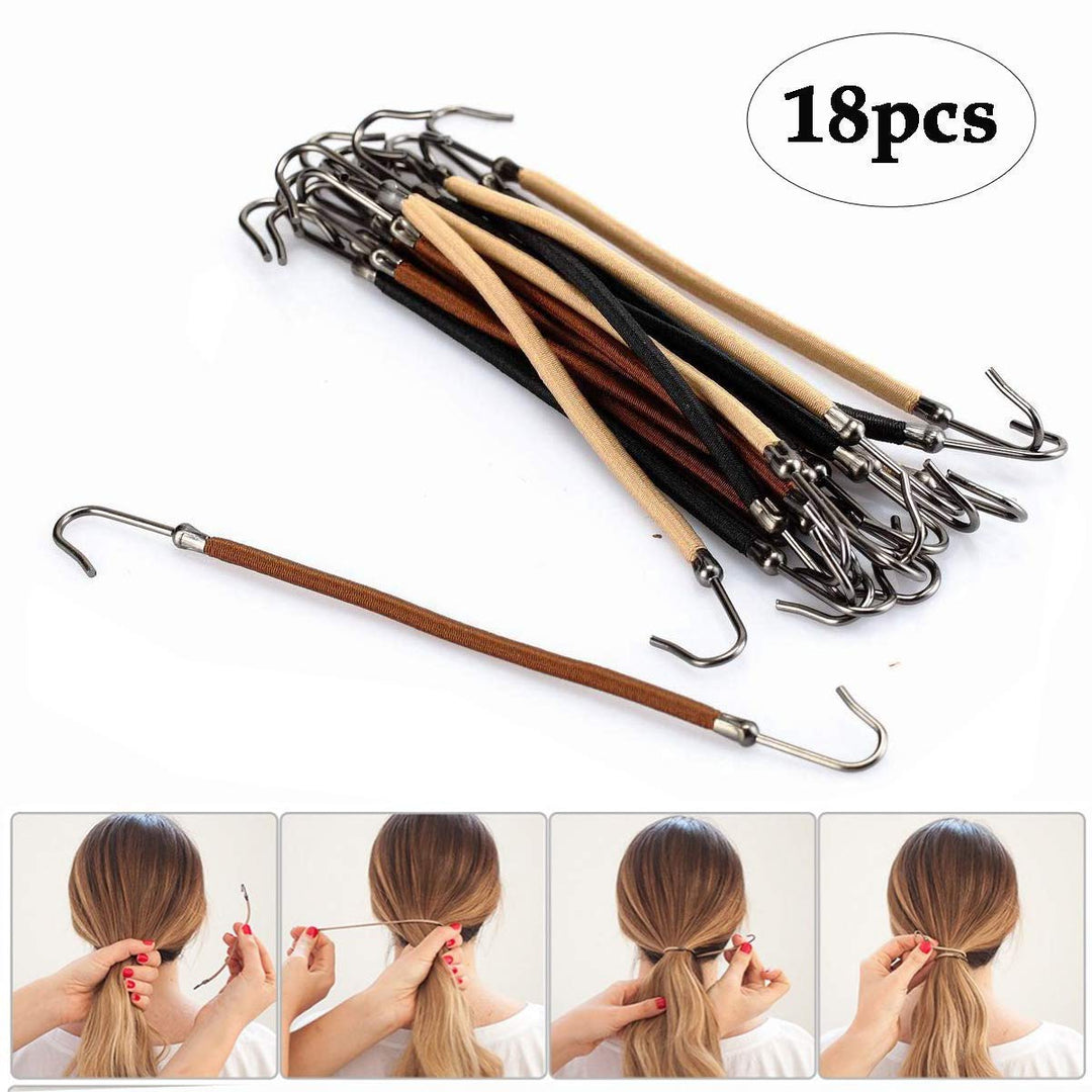 Ponytail Hooks Holder Bungee Bands,18Pcs