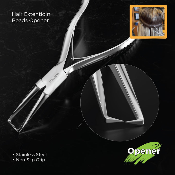 Hairpal 3 Piece Micro Ring Hair Extension and Beading Plier Tool Kit Set, Polished Steel