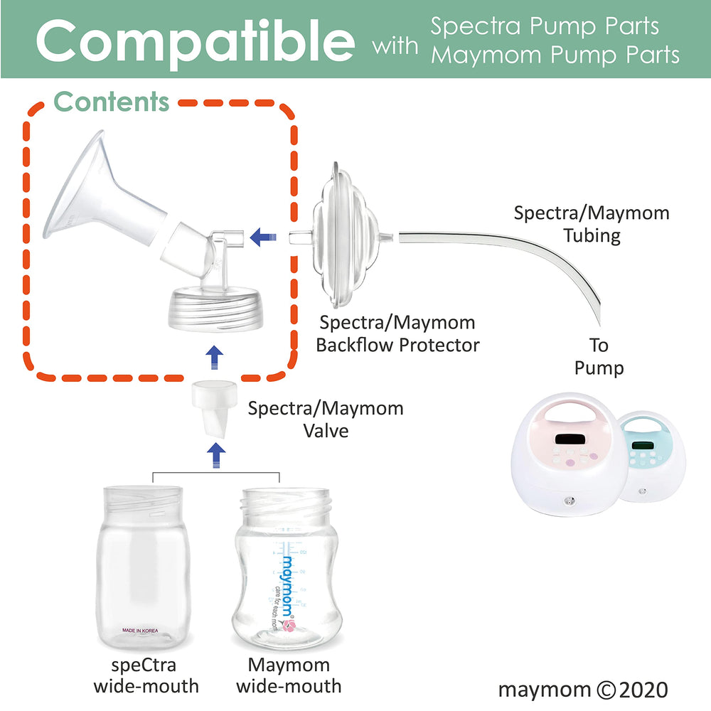 Two-Piece Wide Neck Pump Parts for Spectra S1/S2 Pumps; Incl Wide Mouth Flanges; Not Original Spectra Flange (15 mm Two Flanges)