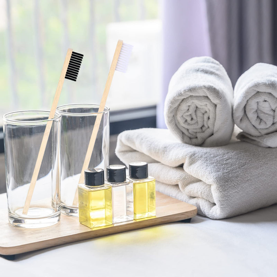200 Pieces Bamboo Toothbrushes Bulk Soft Bristles Toothbrushes with Micro Fur Ultra Wooden Bamboo Tooth Brushes Manual Toothbrushes for Adults Travel Family Hotel Use Individually Packaged