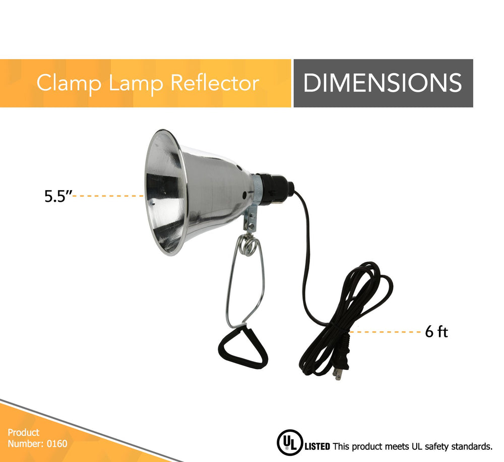 0160 18/2 SPT-2 Clamp Lamp Light w/5.5-Inch Reflector, 60-Watt, 6-Foot Cord