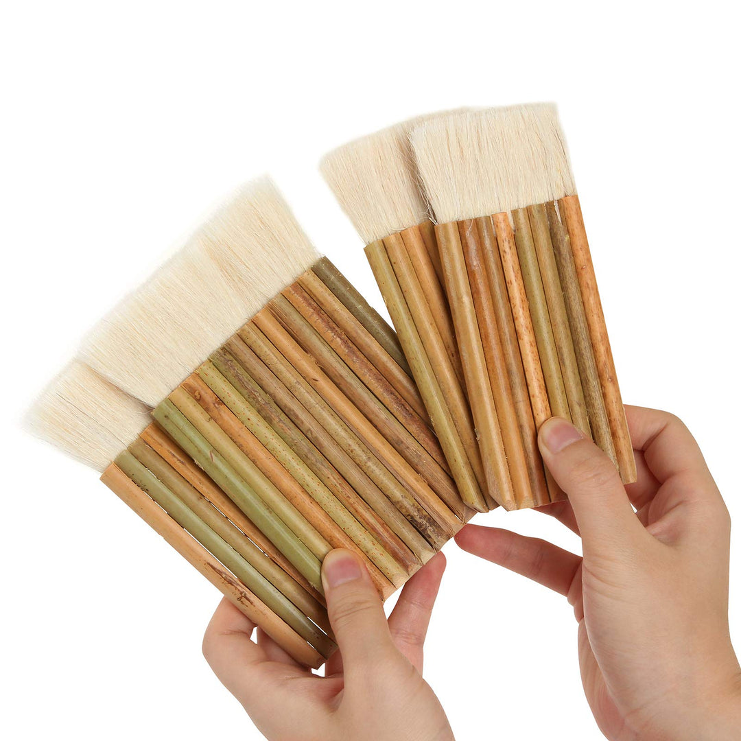 8Pack Hake Brush for Watercolor, Hake Art Paintbrushes, Hake Blender Brushes, Sheep Hair Hake Brushes for Pottery, Bamboo Handle Brushes for Painting, Wash, Dust Cleaning, Ceramic & Pottery Painting