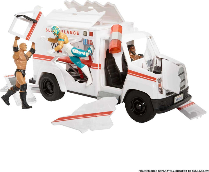WWE Wrekkin' Slambulance Vehicle Playset, Breakaway Toy Ambulance with Launching Gurney, Sized for 6-Inch Action Figures