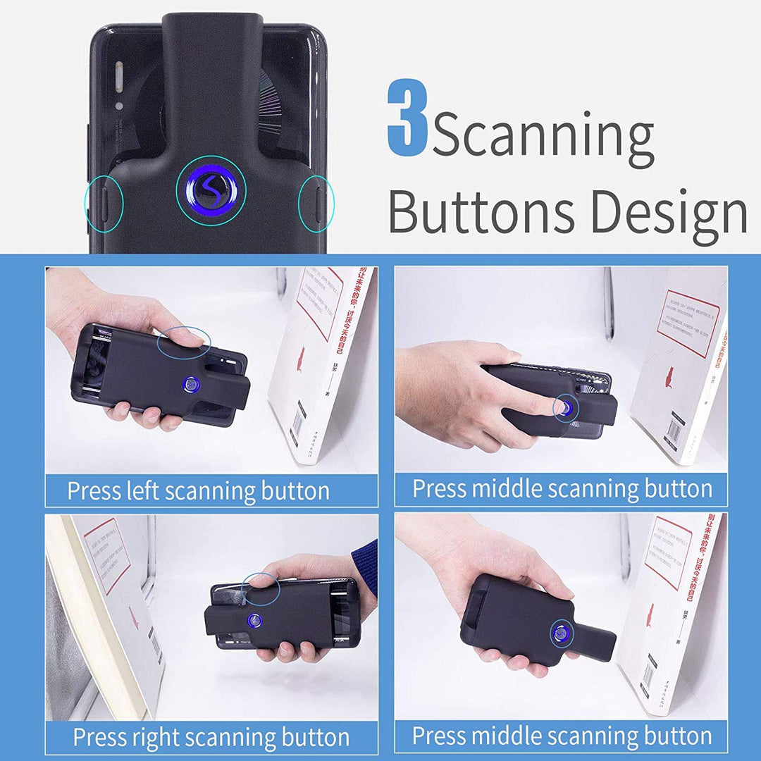 Symcode Bluetooth 2D Barcode Scanner 1D 2D QR Wireless Portable Back Clip Barcode Reader Scanner for Smartphone iPhone iOS Android