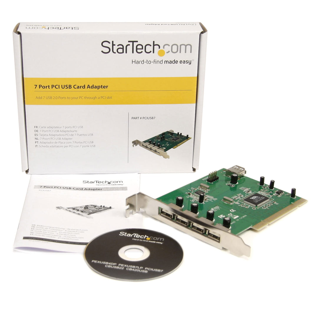 7 Port PCI USB Card Adapter - PCI to USB 2.0 Controller Adapter Card - Full Profile Expansion Card (PCIUSB7)