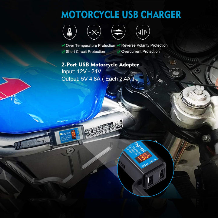 Motorcycle SAE to USB Port Power for GPS, Smartphone MP3, Motion Camera