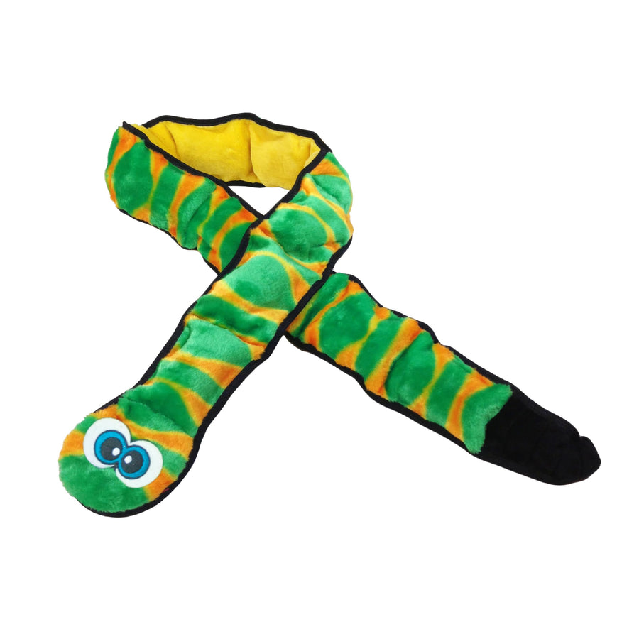 Durablez Tough Plush Squeaky Dog Toy, Snake, Green, XXL