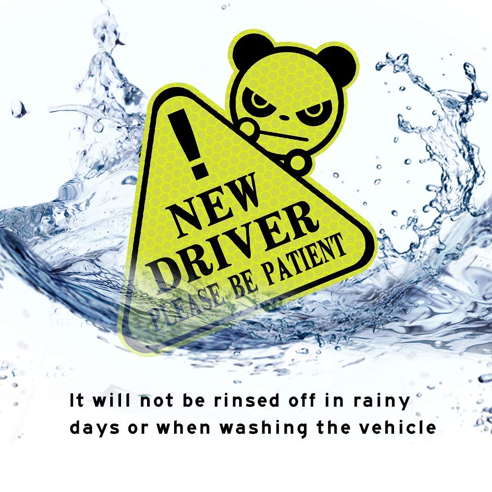 New Driver Sticker for Car, Funny Vehicle Sign Sticker for Student Driver,Reflective Waterproof-Yellow