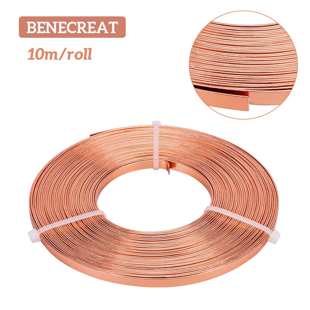 32 Feet 5mm Wide Flat Jewelry Craft Wire 18 Gauge Aluminum Wire for Bezel, Sculpting, Armature, Jewelry Making - Copper