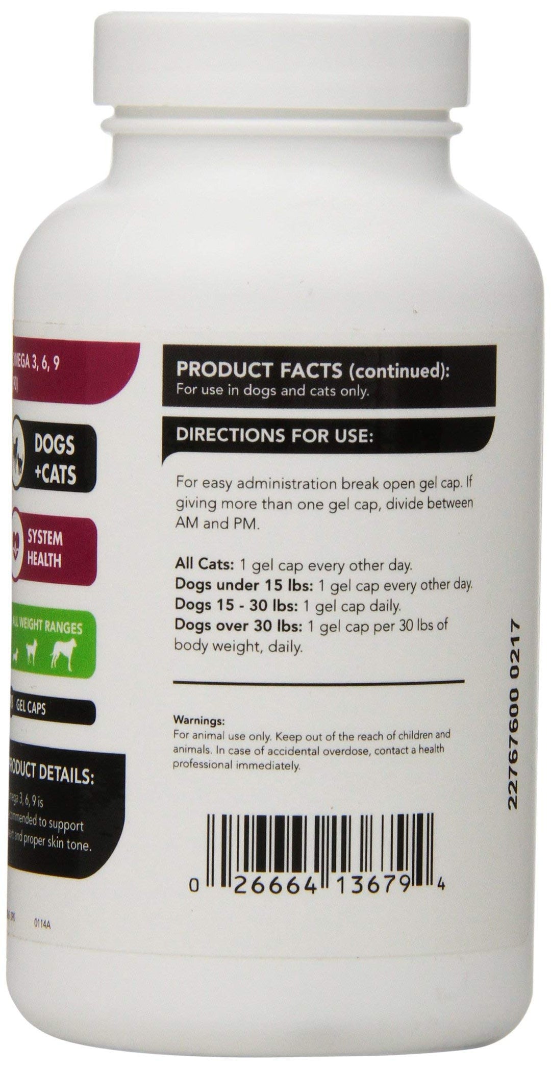 VetriScience Healthy Skin Omega 3, 6, 9 Fish Oil Supplement for Dogs and Cats, 90 Gel Capsules - Supports Healthy Skin & Coat, Immune Health, and Joint Mobility