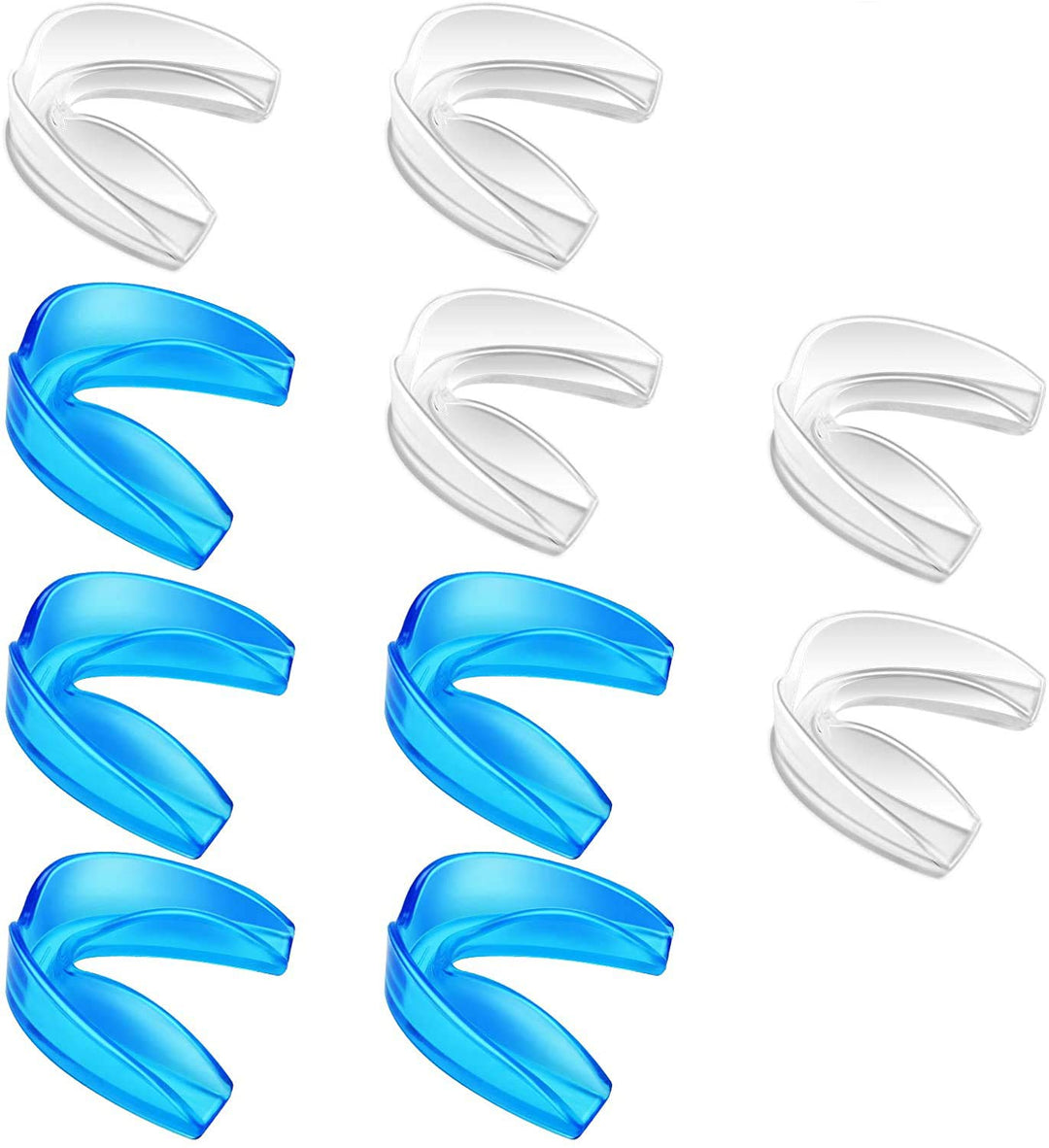 Mouth Guard Sports, 10 Pack Athletic Mouth Guards, Professional Moldable Youth Mouthguard for Maximum Protection, Customizable for Comfort(12 Years or Older) (Transparent+Blue)