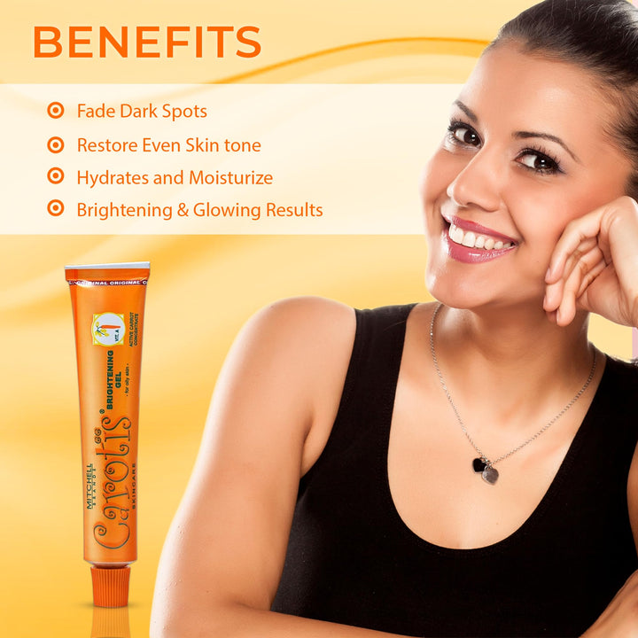 Brightening Gel | 30g / 1 fl oz | Fade Dark Spots on: Face Armpit, Body Knees, Feet, Hands, & Even Out Skin Tone | with Carrot Oil and Alpha Arbutin, For