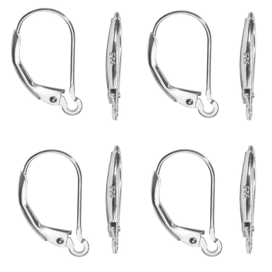 TOAOB 8pcs 925 Sterling Silver Leverback French Earring Hooks 10x16mm Hypo Allergenic Interchangeable Dangle Ear Wire Findings for Jewelry Making