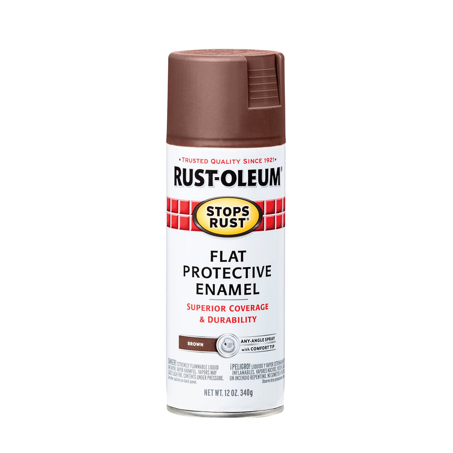 214085 Stops Rust Spray Paint, 12 oz, Flat Brown