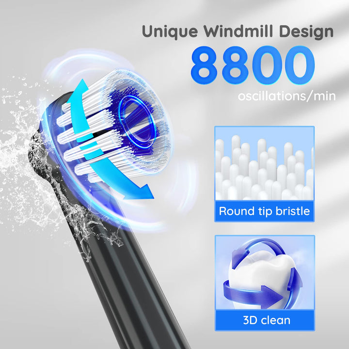 Electric Toothbrush USB Fast Charging 3 Modes Rotary Toothbrushes Rechargeable Spin Toothbrushes with 4 Round Brush Heads for Adults & Kids (Over 8 Years Old)