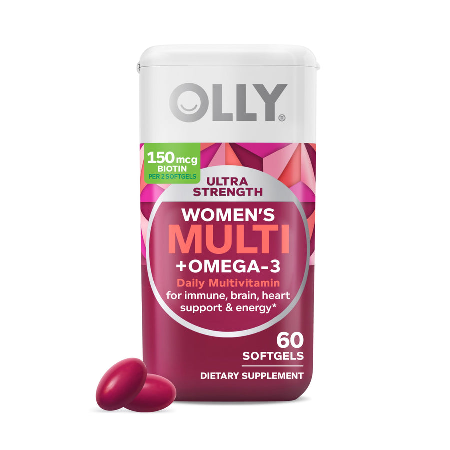 Ultra Women's Multi Softgels, Overall Health and Immune Support, Omega-3s, Iron, Vitamins A, D, C, E, B12, Daily Multivitamin, 30 Day Supply - 60 Count