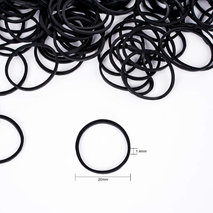 3/4” Inches Black Hair Rubber Bands for Hair Ties Small Elastics Bands Large Hair Braiding Ponytail Holders for Baby Toddler Girls Kids Thick Hair Mini Bands No Damage 600pcs (M) Latex-Free
