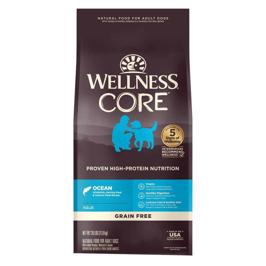 CORE Dry Dog Food, Grain-Free, High Protein, Natural, Ocean Whitefish, Herring, & Salmon Recipe, (26-Pound Bag)