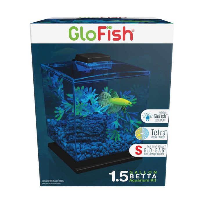 Betta Aquarium Kit 1.5 Gallons, Easy Setup and Maintenance, Perfect Starter Tank,Black/Clear