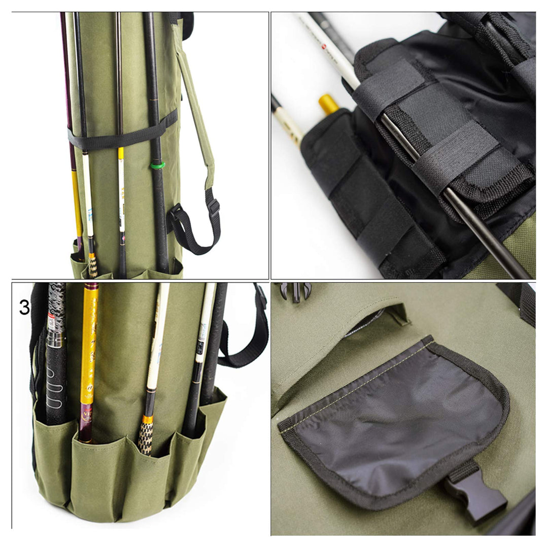 Fishing Rod Cases for Men, 48.5 x 13.5 Fishing Bag, Holds 5 Poles&Tackle, Fodable Fishing Rod & Reel Organizer