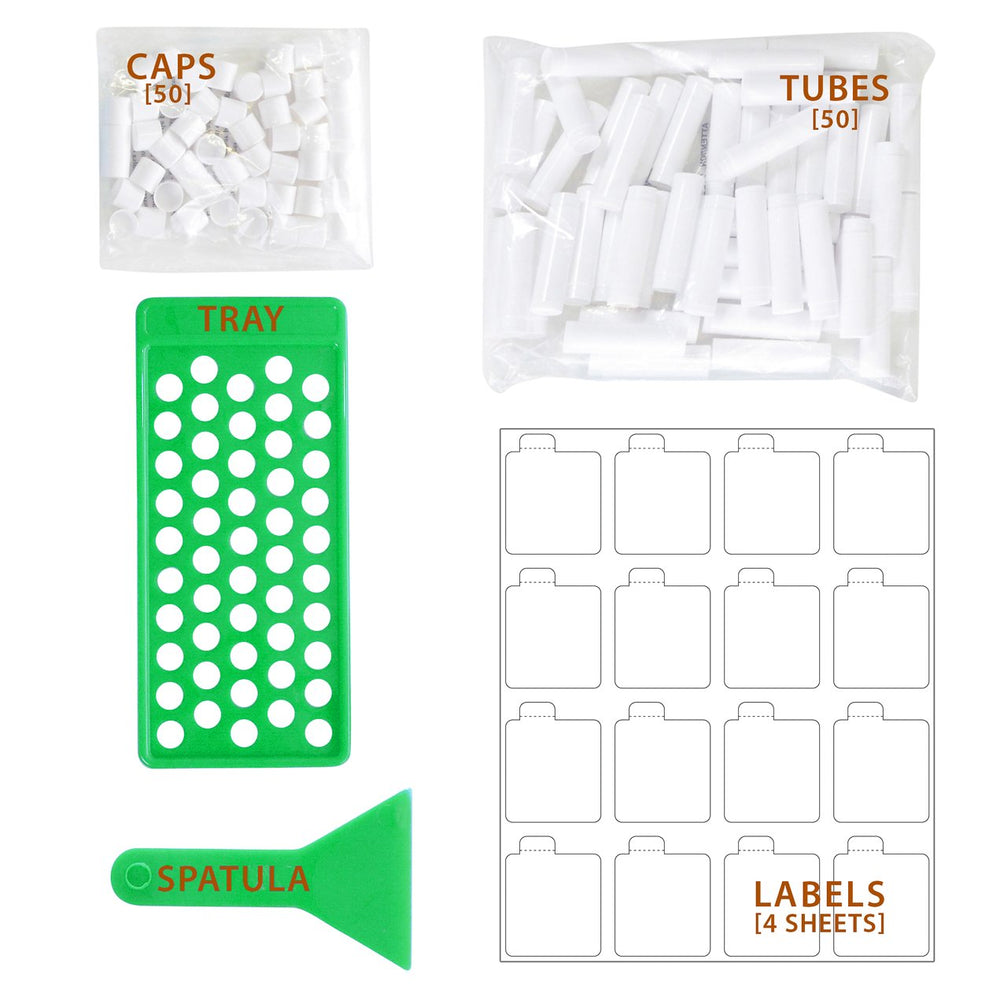 Lip Balm Crafting Kit – Includes Lip Balm Pouring Tray & 50 White 0.15oz (4.25g) Balm Tubes