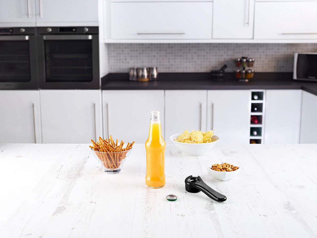 5 Way Opener - Twist-off Caps, Bottle Caps, Pop-Tops, and Jar Lids - Essential Kitchen Gadget for Easy Opening of Jars, Bottles, and Cans - Home Kitchen Accessories - Beer, Wine, and More!