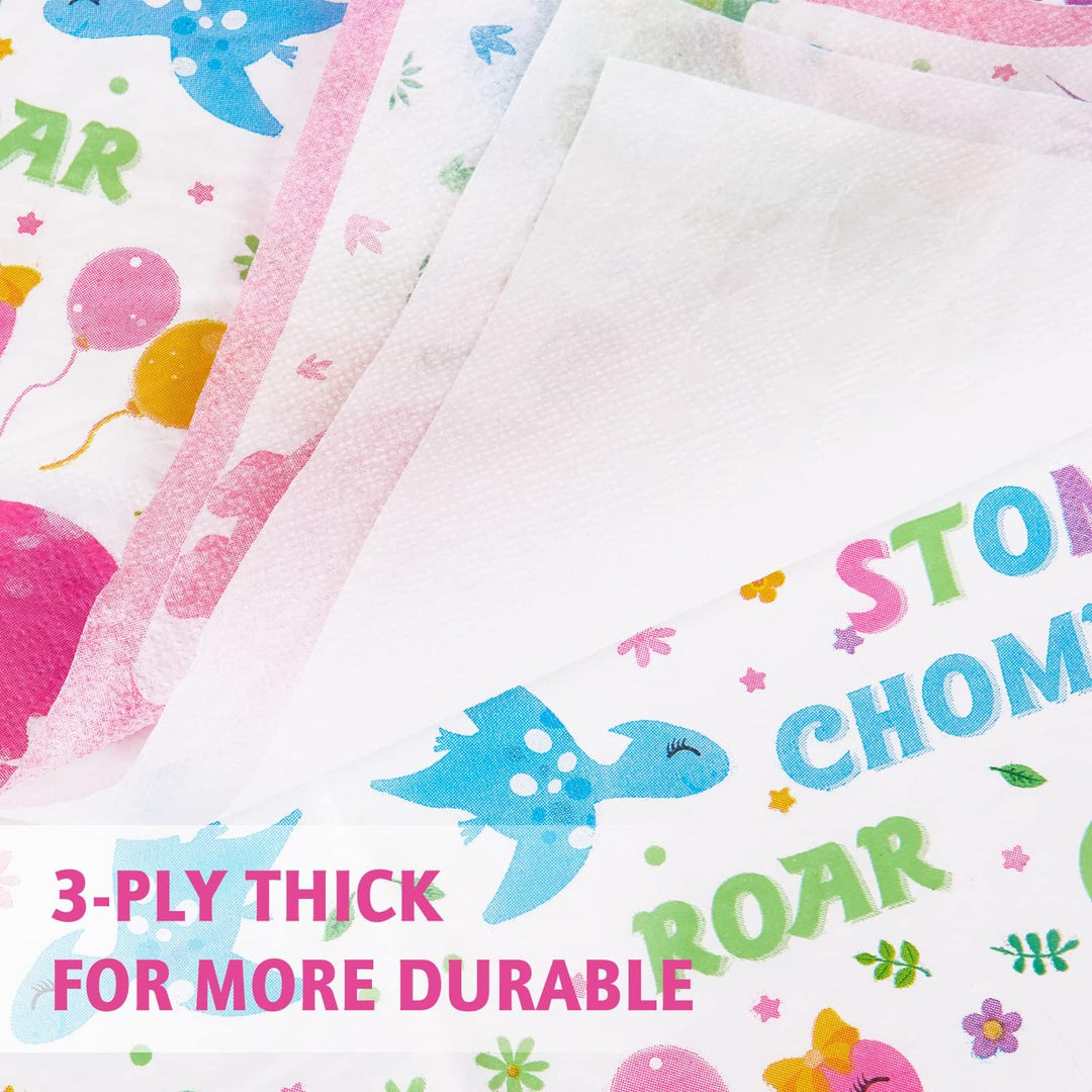 Disposable Dinosaur Plates and Napkins - Dino Party Supplies for Girls Luncheon Dinner Dessert Cake Plates Baby Shower Birthday Party Tableware Kit 48PCS Serves 16 Guests