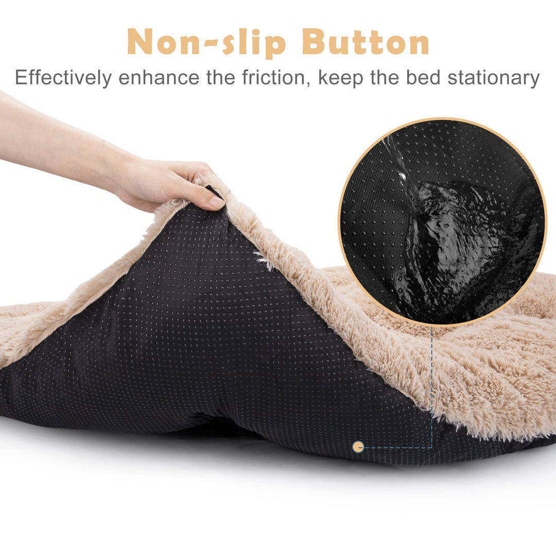 Large Dog Bed Crate Pad, Ultra Soft Calming Dog Crate Bed Washable Anti-Slip Kennel Crate Mat for Extra Large Medium Small Dogs, Dog Mats for Sleeping and Anti Anxiety,40 x 27, Beige