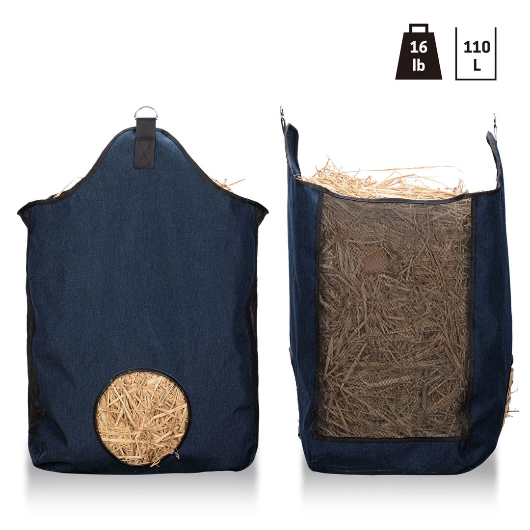 Hay Bags for Horse, Large Capacity Feeding Bag, Hay Nets for Sheep, Goats, Open Feed Hole Hay Feeder for Slow Feeding (Blue)
