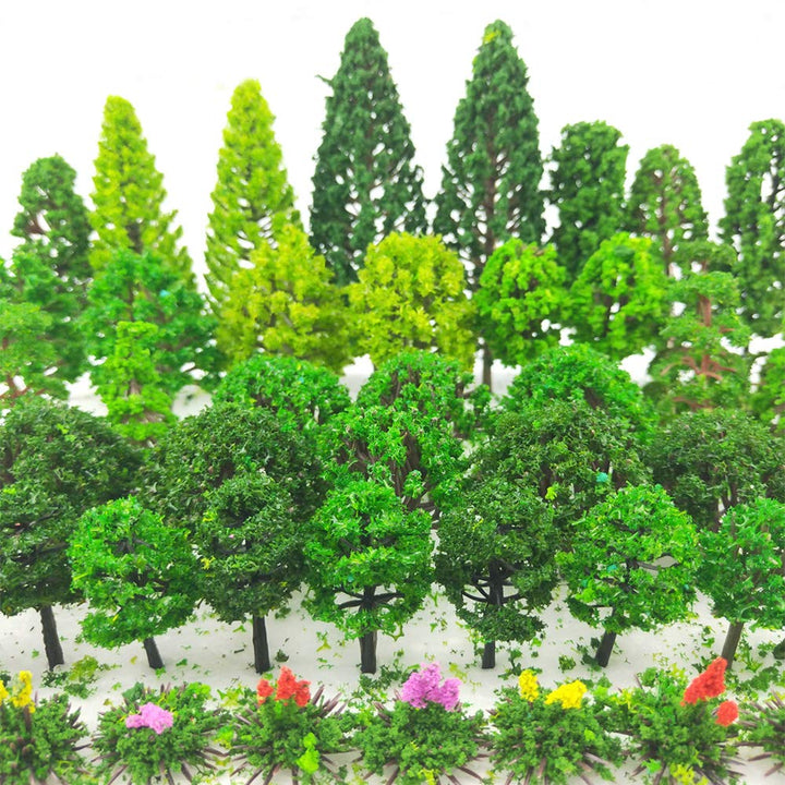 60 Pieces Model Trees 1.36-6 inch Mixed Model Tree Train Scenery Architecture Trees Fake Trees for DIY Crafts, Building Model, Scenery Landscape Natural Green