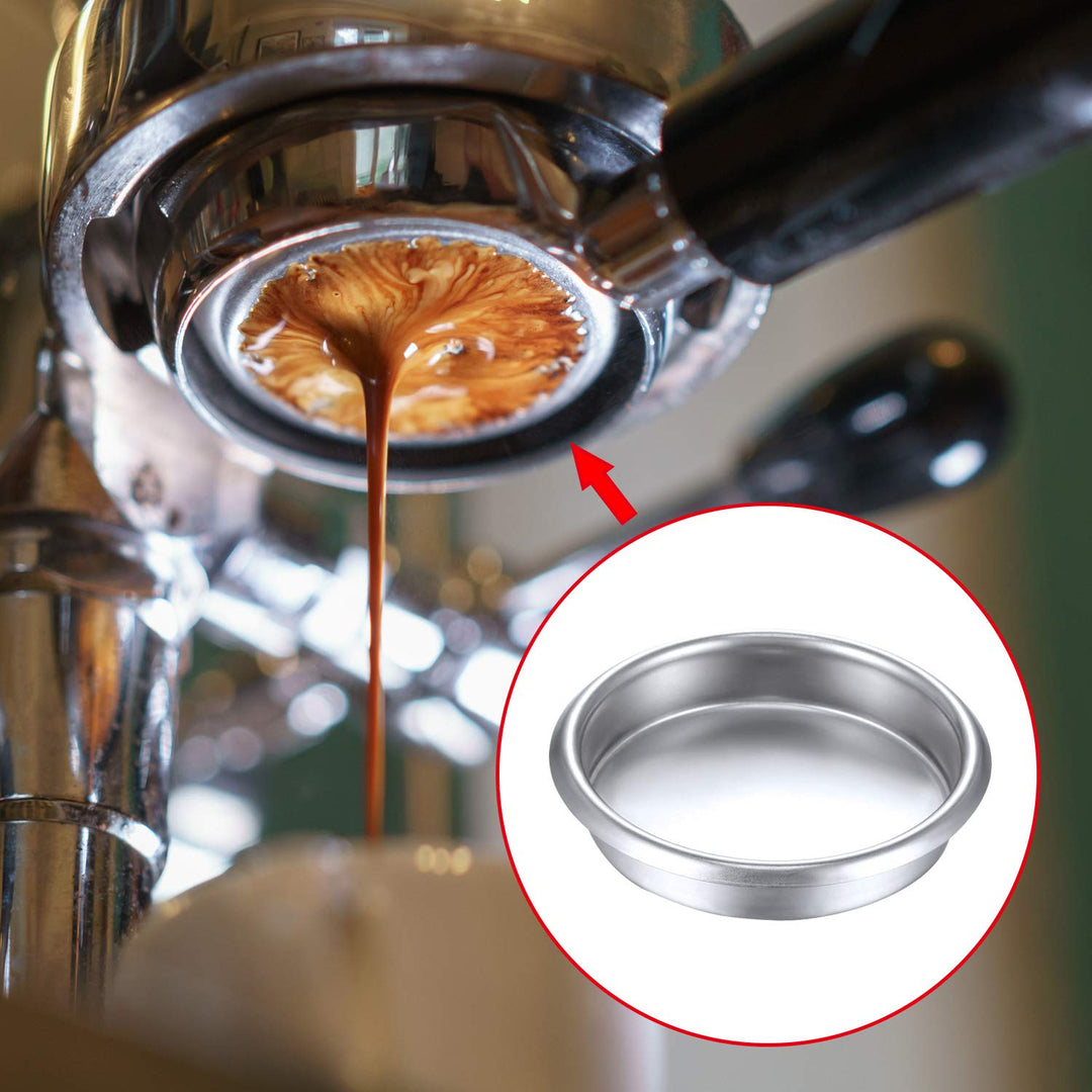 Coffee Machine Brush Cleaner 4 Pieces Coffee Machine Brush with Spoon and 1 Piece 58 mm Stainless Steel Back Flush Insert Metal Blind Filter for Espresso Machine