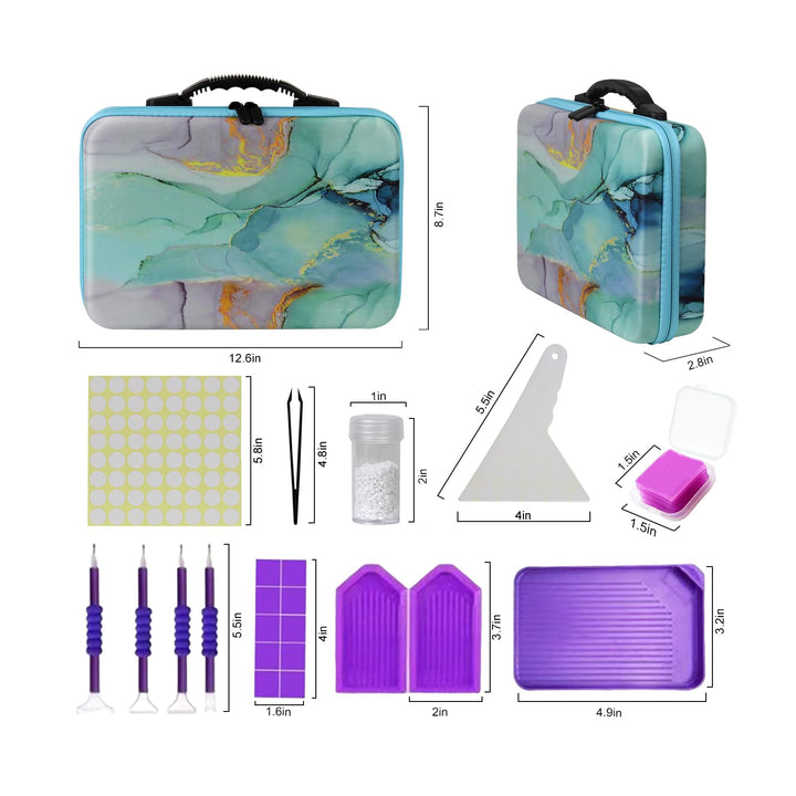 Diamond Painting Storage Container, Accessory Kit with Tools, Shockproof Storage Box for Diamond Art Craft Jewelry Bead Rhinestone Organizer, 60 Slots