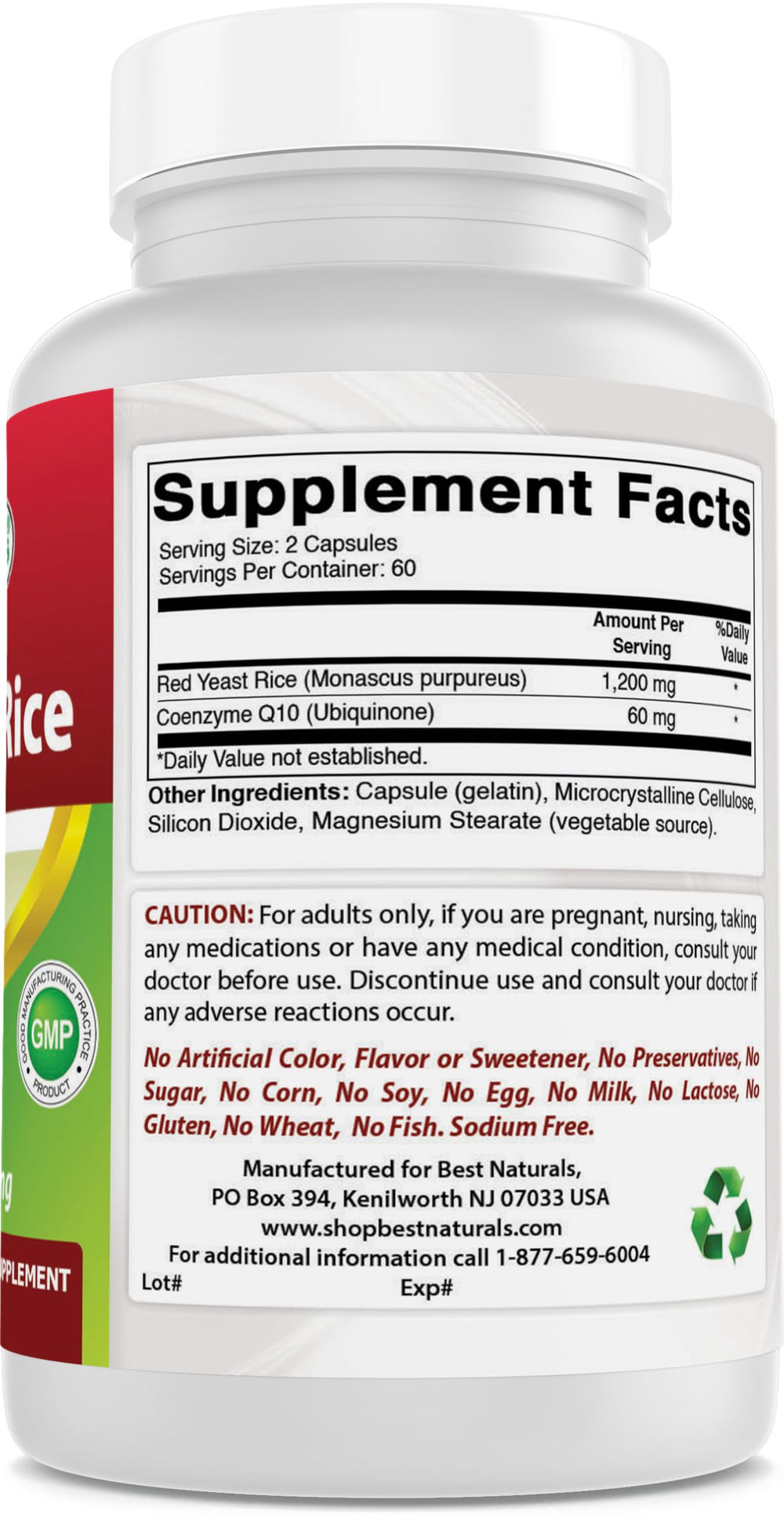 Red Yeast Rice with CoQ10, 120 Capsules - Cardiovascular Formula Contains 600 mg of Red Yeast Rice ans 30 mg of CoQ10