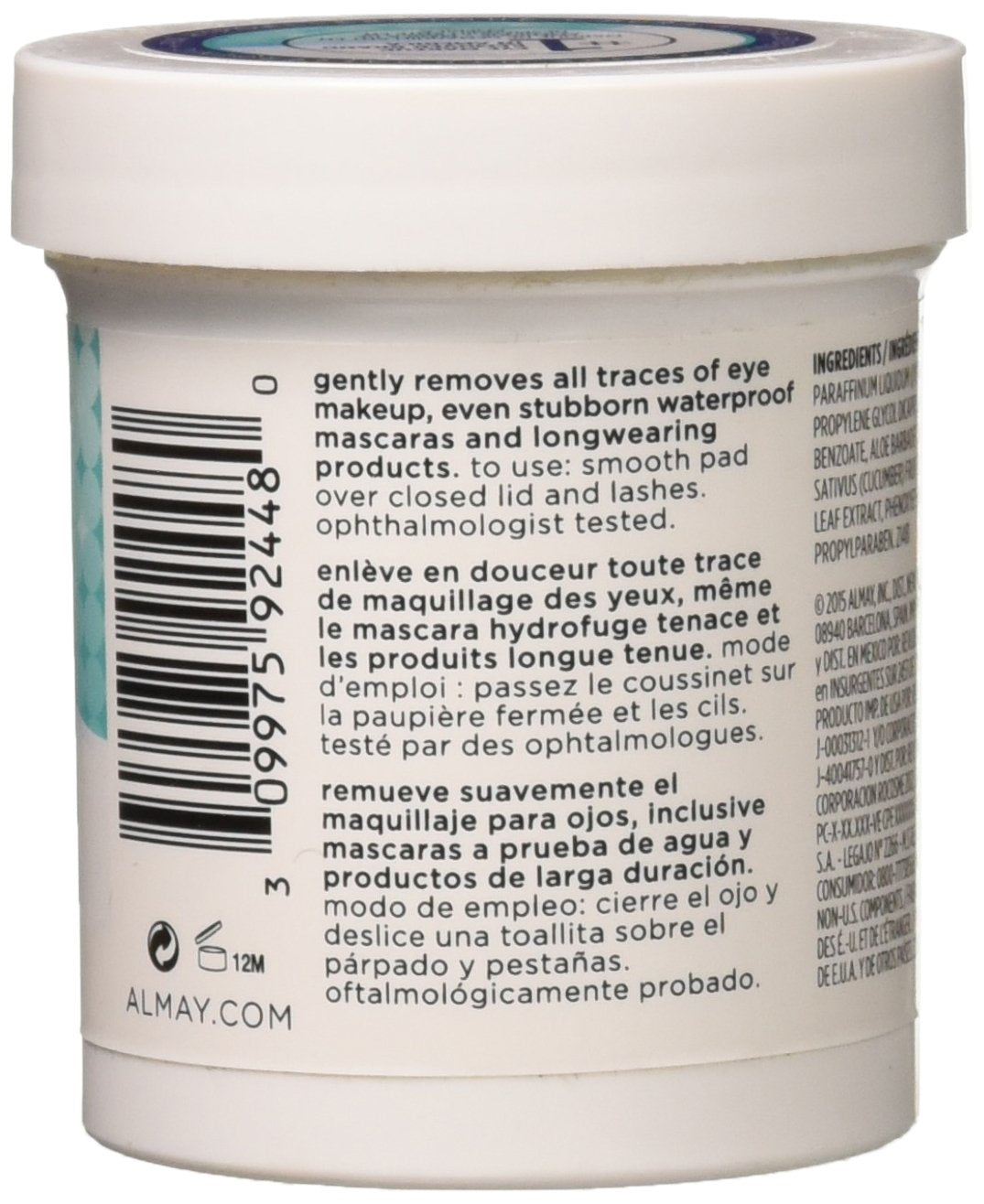 Longwear & Waterproof Eye Makeup Remover Pads, 80 Ct (2 Pack)