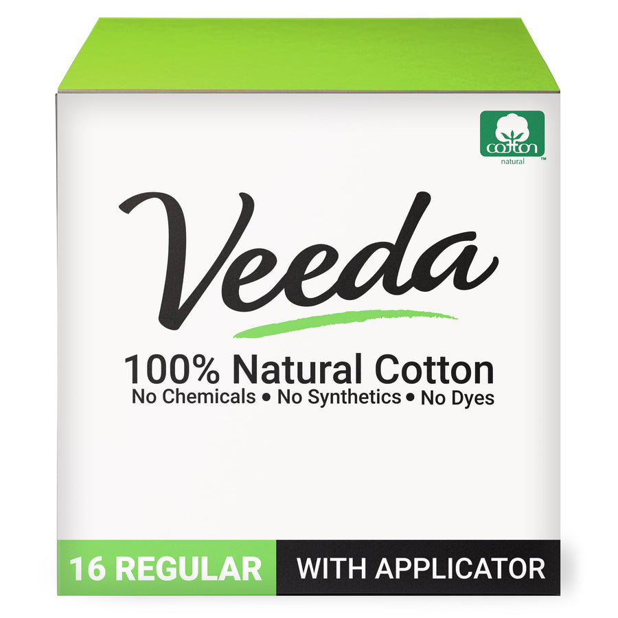 100% Natural Cotton Tampons - Regular Absorbency with leak proof protection - Compact BPA-Free Applicator - Unscented & Free from Chlorine, Toxin - 16 Count