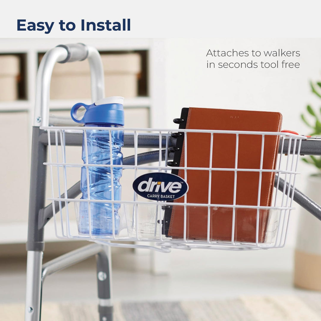 10200B Walker Basket with Plastic Cup Holder, White