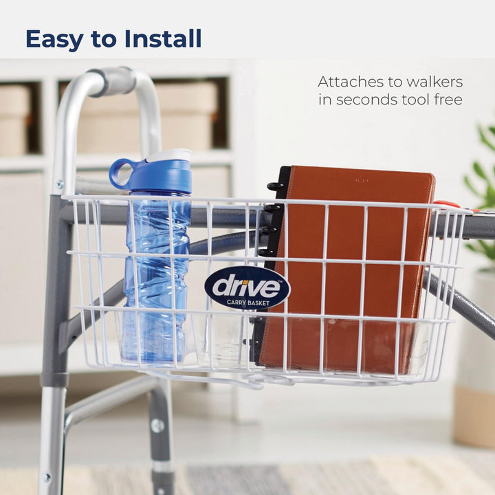 10200B Walker Basket with Plastic Cup Holder, White