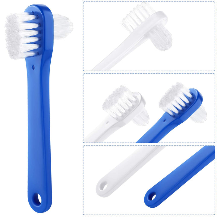 6 Pieces Denture Brush Dual Head Toothbrushes Hard Denture Cleaning Brush Denture Toothbrush Cleaning Brush False Teeth Brush Toothbrush for False Teeth Cleaning, 2 Colors
