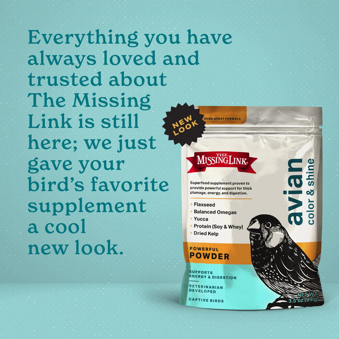 Avian Color & Shine Superfood Supplement Powder for Captive Birds - Flaxseed, Yucca, Kelp, Phytonutrients & Protein - Supports Energy, Plumage, Digestive & Immune Health - 3.5oz