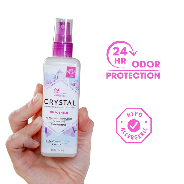 Crystal Body Deodorant Spray, Unscented, 4 Ounce (Pack of 6)