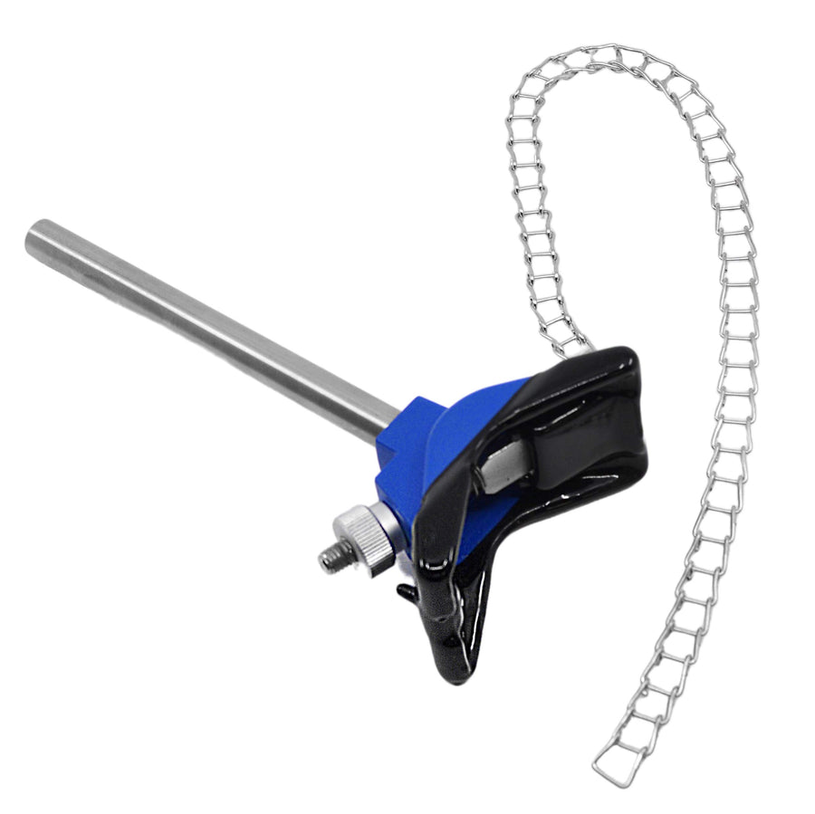 Clamp, 8 Inch with Chain, 19 Inch - With Stainless Steel Rod - Ideal For Beakers, Bottles and Flasks