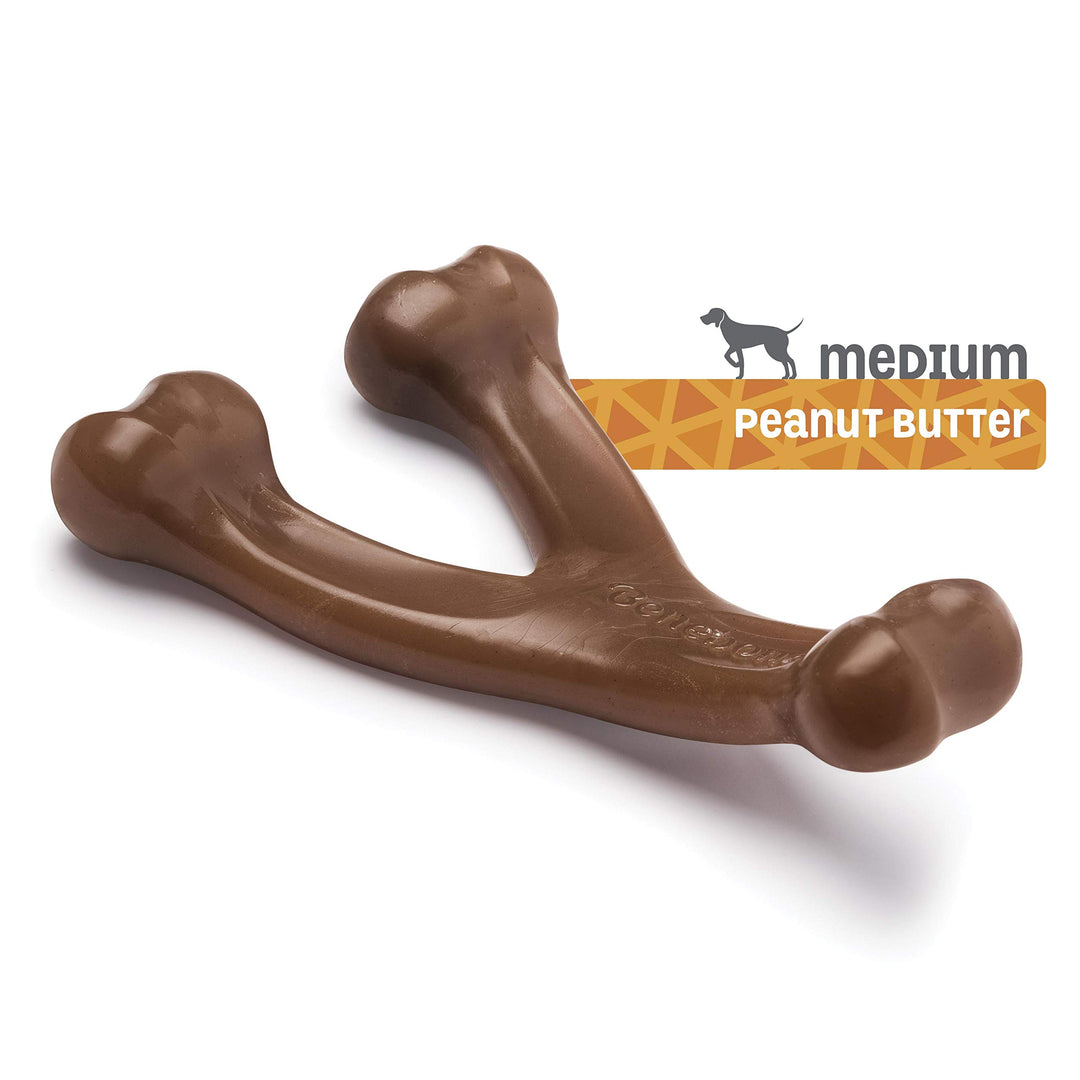 Indestructible Wishbone Dog Chew Toy for Aggressive Chewers, Long Lasting Tough Boredom Breaker for Dogs, Real Peanut Flavour, For Medium Dogs, Made in the USA.