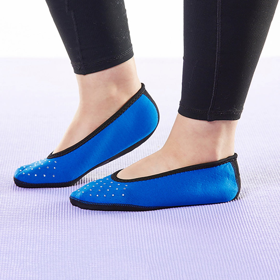 NuFoot Sparkle Ballet Flats Women's Shoes Best Foldable & Flexible Flats Slipper Socks Travel Slippers & Exercise Shoes Dance Shoes Yoga Socks House Shoes Indoor Slippers Royal Blue Large 2 Count